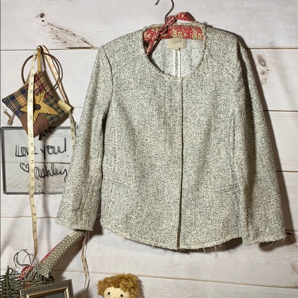 Loft; Gray Speckled Blazer; Jacket; Top; 12